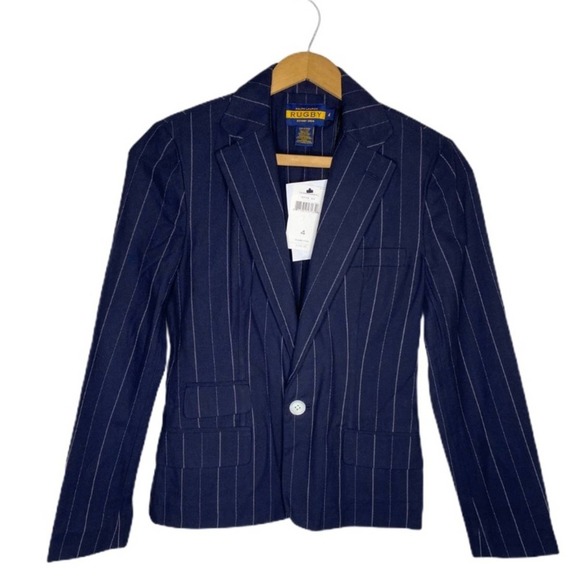 Ralph Lauren Rugby Stripe One Button Blazer Jacket - Picture 3 of 9